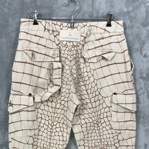 MANIERE DE VOIR Women's cargo Pants Size US 6 Wide Leg Beige Crocodile Print - Picture 10 of 11